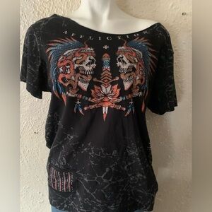 Affliction Black and Red Graphic Tee